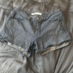 Striped Mid-Rise Jean Shorts